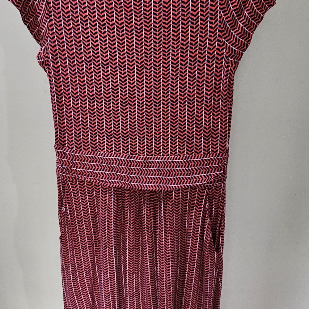 Boden Red Ribbed Sheath Dress Cap Sleeve